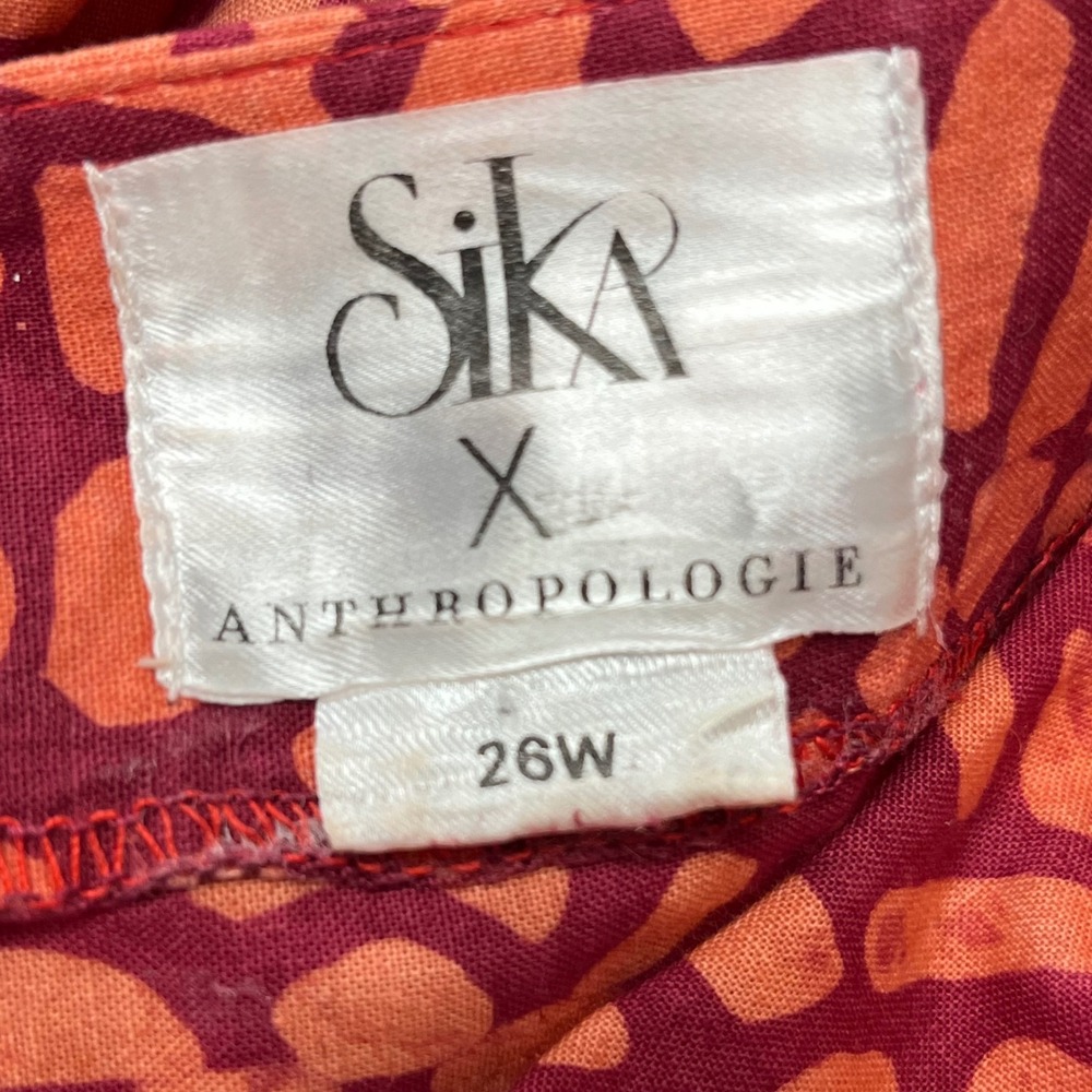 SIKA Anthropologie Mosaic Dress Size 26 W Batik Print Tie Belt Short Sleeve - Picture 5 of 14